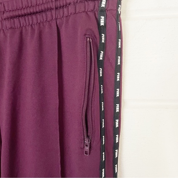 Victoria's Secret Pink Active Skinny Trackpant Burgundy Side Stripe Logo S-M - Picture 5 of 11